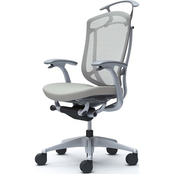 コンテッサセコンダ、固定肘、ハイバック、座クッション、ハンガー付、ランバー無、グレーB、シルバー、脚シルバー、ウレタン オカムラ(岡村製作所)