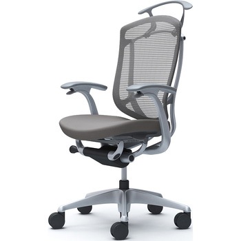 コンテッサセコンダ、固定肘、ハイバック、座クッション、ハンガー付、ランバー無、グレーB、シルバー、脚シルバー、ウレタン オカムラ(岡村製作所)