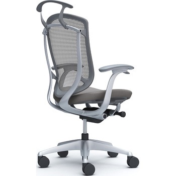 コンテッサセコンダ、固定肘、ハイバック、座クッション、ハンガー付、ランバー無、グレーB、シルバー、脚シルバー、ウレタン オカムラ(岡村製作所)