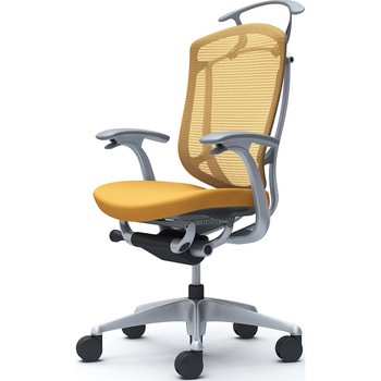 コンテッサセコンダ、固定肘、ハイバック、座クッション、ハンガー付、ランバー無、グレーB、シルバー、脚シルバー、ウレタン オカムラ(岡村製作所)