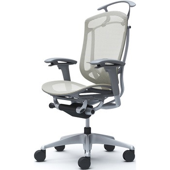 コンテッサセコンダ、可動肘、ハイバック、座メッシュ、ハンガー付、ランバー付、グレーB、シルバー、脚シルバー、ウレタン オカムラ(岡村製作所)