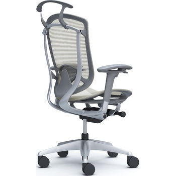 コンテッサセコンダ、可動肘、ハイバック、座メッシュ、ハンガー付、ランバー付、グレーB、シルバー、脚シルバー、ウレタン オカムラ(岡村製作所)