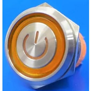 LEDプッシュスイッチ(電源マーク) 黄色 20A - マリンテック