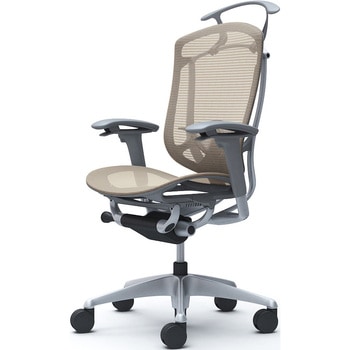 コンテッサセコンダ、可動肘、ハイバック、座メッシュ、ハンガー付、ランバー付、グレーB、シルバー、脚シルバー、ウレタン オカムラ(岡村製作所)