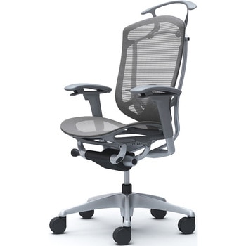 コンテッサセコンダ、可動肘、ハイバック、座メッシュ、ハンガー付、ランバー付、グレーB、シルバー、脚シルバー、ウレタン オカムラ(岡村製作所)