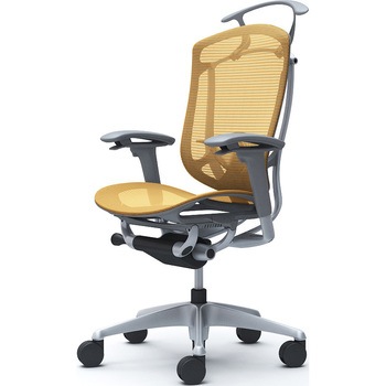 コンテッサセコンダ、可動肘、ハイバック、座メッシュ、ハンガー付、ランバー付、グレーB、シルバー、脚シルバー、ウレタン オカムラ(岡村製作所)