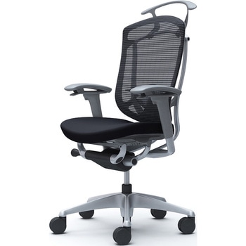 コンテッサセコンダ、可動肘、ハイバック、座クッション、ハンガー付、ランバー付、グレーB、シルバー、脚シルバー、ウレタン オカムラ(岡村製作所)