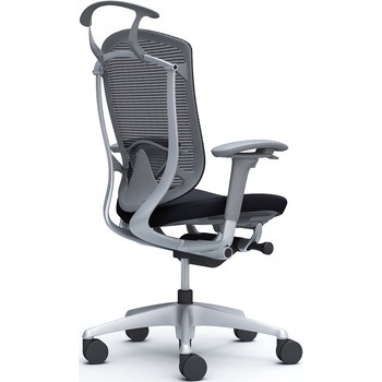 コンテッサセコンダ、可動肘、ハイバック、座クッション、ハンガー付、ランバー付、グレーB、シルバー、脚シルバー、ウレタン オカムラ(岡村製作所)