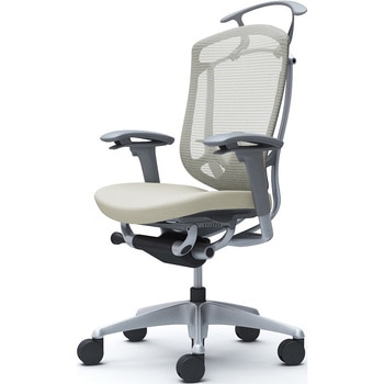 コンテッサセコンダ、可動肘、ハイバック、座クッション、ハンガー付、ランバー付、グレーB、シルバー、脚シルバー、ウレタン オカムラ(岡村製作所)