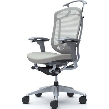 コンテッサセコンダ、可動肘、ハイバック、座クッション、ハンガー付、ランバー付、グレーB、シルバー、脚シルバー、ウレタン オカムラ(岡村製作所)