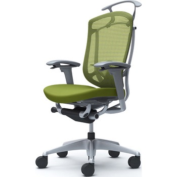 コンテッサセコンダ、可動肘、ハイバック、座クッション、ハンガー付、ランバー付、グレーB、シルバー、脚シルバー、ウレタン オカムラ(岡村製作所)