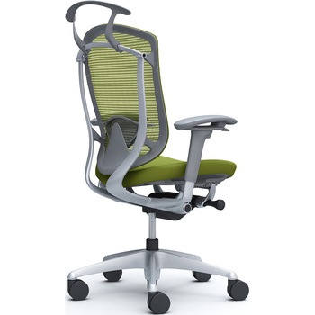 コンテッサセコンダ、可動肘、ハイバック、座クッション、ハンガー付、ランバー付、グレーB、シルバー、脚シルバー、ウレタン オカムラ(岡村製作所)