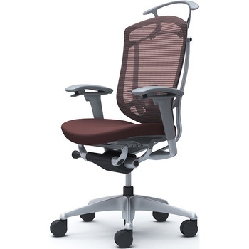 コンテッサセコンダ、可動肘、ハイバック、座クッション、ハンガー付、ランバー付、グレーB、シルバー、脚シルバー、ウレタン オカムラ(岡村製作所)