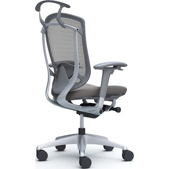 コンテッサセコンダ、可動肘、ハイバック、座クッション、ハンガー付、ランバー付、グレーB、シルバー、脚シルバー、ウレタン オカムラ(岡村製作所)