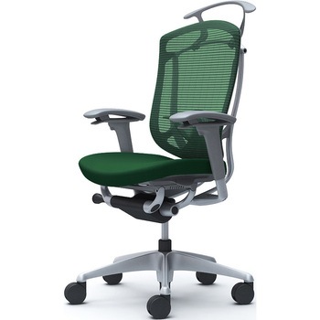 コンテッサセコンダ、可動肘、ハイバック、座クッション、ハンガー付、ランバー付、グレーB、シルバー、脚シルバー、ウレタン オカムラ(岡村製作所)