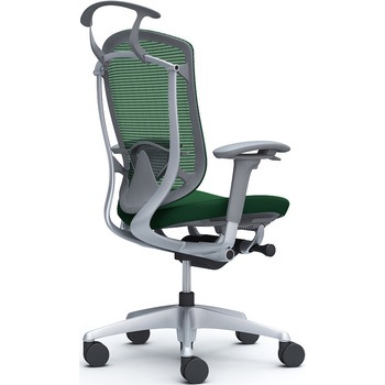 コンテッサセコンダ、可動肘、ハイバック、座クッション、ハンガー付、ランバー付、グレーB、シルバー、脚シルバー、ウレタン オカムラ(岡村製作所)