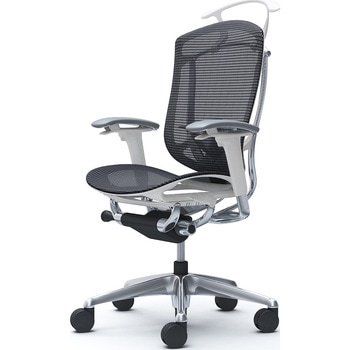 コンテッサセコンダ、可動肘、ハイバック、座メッシュ、ハンガー付、ランバー付、ホワイトB、ポリッシュ、脚ポリッシュ、ウレタン オカムラ(岡村製作所)