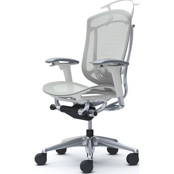 コンテッサセコンダ、可動肘、ハイバック、座メッシュ、ハンガー付、ランバー付、ホワイトB、ポリッシュ、脚ポリッシュ、ウレタン オカムラ(岡村製作所)