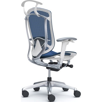 コンテッサセコンダ、可動肘、ハイバック、座メッシュ、ハンガー付、ランバー付、ホワイトB、ポリッシュ、脚ポリッシュ、ウレタン オカムラ(岡村製作所)