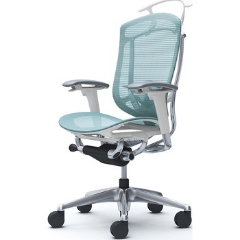 コンテッサセコンダ、可動肘、ハイバック、座メッシュ、ハンガー付、ランバー付、ホワイトB、ポリッシュ、脚ポリッシュ、ウレタン オカムラ(岡村製作所)