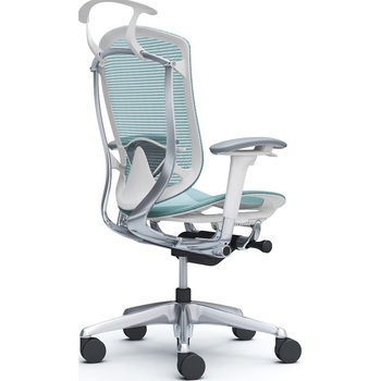 コンテッサセコンダ、可動肘、ハイバック、座メッシュ、ハンガー付、ランバー付、ホワイトB、ポリッシュ、脚ポリッシュ、ウレタン オカムラ(岡村製作所)