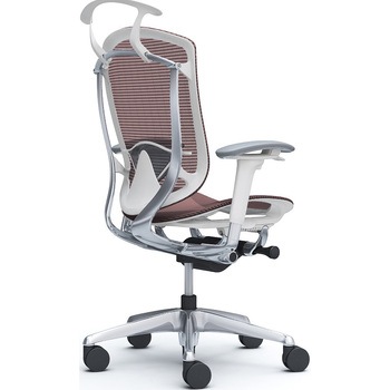 コンテッサセコンダ、可動肘、ハイバック、座メッシュ、ハンガー付、ランバー付、ホワイトB、ポリッシュ、脚ポリッシュ、ウレタン オカムラ(岡村製作所)