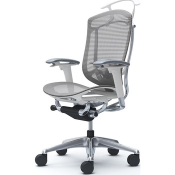 コンテッサセコンダ、可動肘、ハイバック、座メッシュ、ハンガー付、ランバー付、ホワイトB、ポリッシュ、脚ポリッシュ、ウレタン オカムラ(岡村製作所)