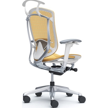 コンテッサセコンダ、可動肘、ハイバック、座メッシュ、ハンガー付、ランバー付、ホワイトB、ポリッシュ、脚ポリッシュ、ウレタン オカムラ(岡村製作所)