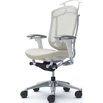 コンテッサセコンダ、可動肘、ハイバック、座クッション、ハンガー付、ランバー付、ホワイトB、ポリッシュ、脚ポリッシュ、ウレタン オカムラ(岡村製作所)