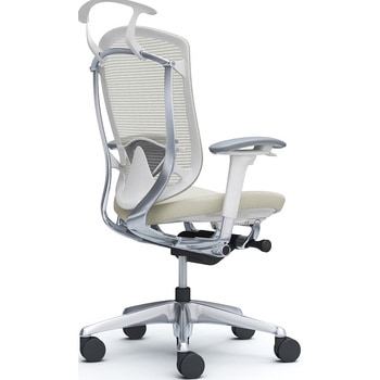 コンテッサセコンダ、可動肘、ハイバック、座クッション、ハンガー付、ランバー付、ホワイトB、ポリッシュ、脚ポリッシュ、ウレタン オカムラ(岡村製作所)