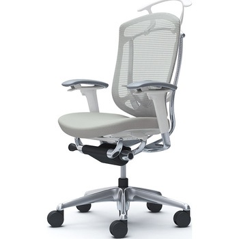 コンテッサセコンダ、可動肘、ハイバック、座クッション、ハンガー付、ランバー付、ホワイトB、ポリッシュ、脚ポリッシュ、ウレタン オカムラ(岡村製作所)