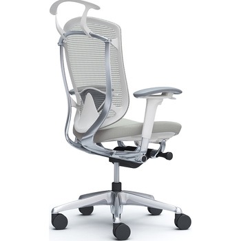 コンテッサセコンダ、可動肘、ハイバック、座クッション、ハンガー付、ランバー付、ホワイトB、ポリッシュ、脚ポリッシュ、ウレタン オカムラ(岡村製作所)