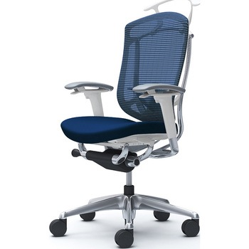 コンテッサセコンダ、可動肘、ハイバック、座クッション、ハンガー付、ランバー付、ホワイトB、ポリッシュ、脚ポリッシュ、ウレタン オカムラ(岡村製作所)