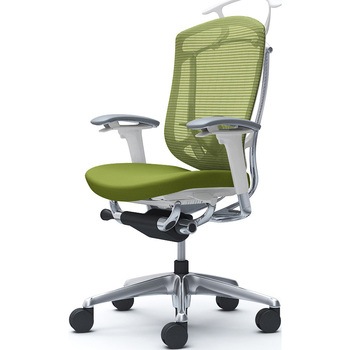 コンテッサセコンダ、可動肘、ハイバック、座クッション、ハンガー付、ランバー付、ホワイトB、ポリッシュ、脚ポリッシュ、ウレタン オカムラ(岡村製作所)