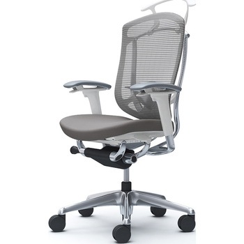 コンテッサセコンダ、可動肘、ハイバック、座クッション、ハンガー付、ランバー付、ホワイトB、ポリッシュ、脚ポリッシュ、ウレタン オカムラ(岡村製作所)