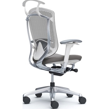 コンテッサセコンダ、可動肘、ハイバック、座クッション、ハンガー付、ランバー付、ホワイトB、ポリッシュ、脚ポリッシュ、ウレタン オカムラ(岡村製作所)