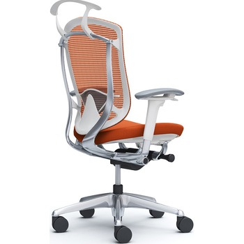 コンテッサセコンダ、可動肘、ハイバック、座クッション、ハンガー付、ランバー付、ホワイトB、ポリッシュ、脚ポリッシュ、ウレタン オカムラ(岡村製作所)