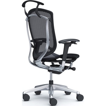 コンテッサセコンダ、可動肘、ハイバック、座メッシュ、ハンガー付、ランバー無、ブラックB、ポリッシュ、脚ポリッシュ、ウレタン オカムラ(岡村製作所)