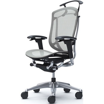 コンテッサセコンダ、可動肘、ハイバック、座メッシュ、ハンガー付、ランバー無、ブラックB、ポリッシュ、脚ポリッシュ、ウレタン オカムラ(岡村製作所)