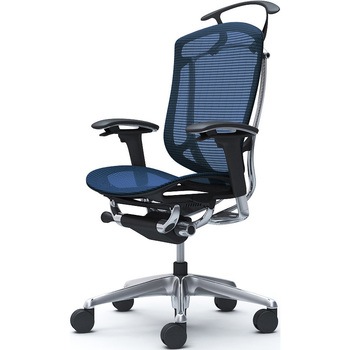 コンテッサセコンダ、可動肘、ハイバック、座メッシュ、ハンガー付、ランバー無、ブラックB、ポリッシュ、脚ポリッシュ、ウレタン オカムラ(岡村製作所)