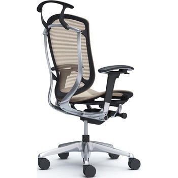 コンテッサセコンダ、可動肘、ハイバック、座メッシュ、ハンガー付、ランバー無、ブラックB、ポリッシュ、脚ポリッシュ、ウレタン オカムラ(岡村製作所)