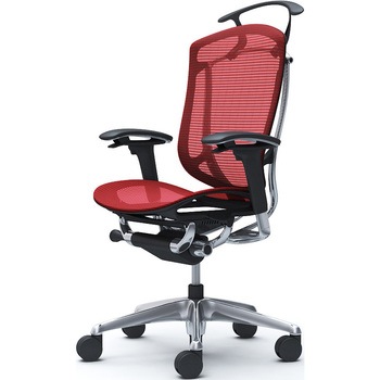 コンテッサセコンダ、可動肘、ハイバック、座メッシュ、ハンガー付、ランバー無、ブラックB、ポリッシュ、脚ポリッシュ、ウレタン オカムラ(岡村製作所)