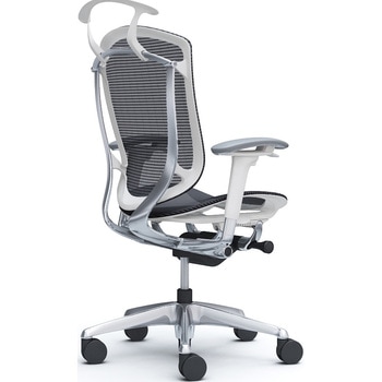 コンテッサセコンダ、可動肘、ハイバック、座メッシュ、ハンガー付、ランバー無、ホワイトB、ポリッシュ、脚ポリッシュ、ウレタン オカムラ(岡村製作所)