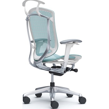 コンテッサセコンダ、可動肘、ハイバック、座メッシュ、ハンガー付、ランバー無、ホワイトB、ポリッシュ、脚ポリッシュ、ウレタン オカムラ(岡村製作所)