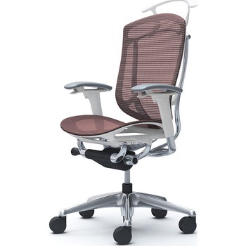 コンテッサセコンダ、可動肘、ハイバック、座メッシュ、ハンガー付、ランバー無、ホワイトB、ポリッシュ、脚ポリッシュ、ウレタン オカムラ(岡村製作所)