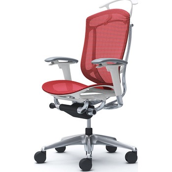 コンテッサセコンダ、可動肘、ハイバック、座メッシュ、ハンガー付、ランバー無、ホワイトB、ポリッシュ、脚ポリッシュ、ウレタン オカムラ(岡村製作所)