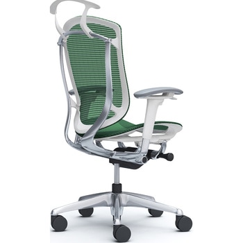 コンテッサセコンダ、可動肘、ハイバック、座メッシュ、ハンガー付、ランバー無、ホワイトB、ポリッシュ、脚ポリッシュ、ウレタン オカムラ(岡村製作所)