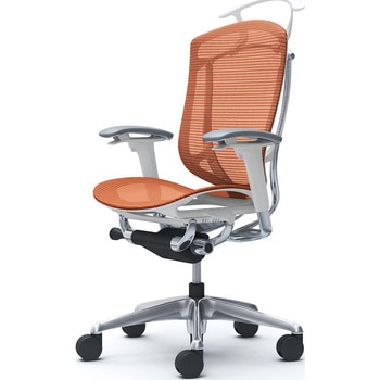 コンテッサセコンダ、可動肘、ハイバック、座メッシュ、ハンガー付、ランバー無、ホワイトB、ポリッシュ、脚ポリッシュ、ウレタン オカムラ(岡村製作所)