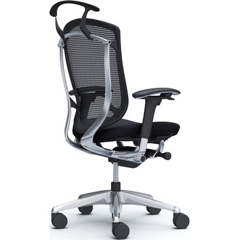 コンテッサセコンダ、可動肘、ハイバック、座クッション、ハンガー付、ランバー無、ブラックB、ポリッシュ、脚ポリッシュ、ウレタン オカムラ(岡村製作所)