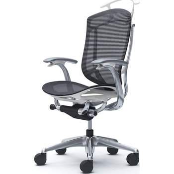 コンテッサセコンダ、固定肘、ハイバック、座メッシュ、ハンガー付、ランバー無、ホワイトB、ポリッシュ、脚ポリッシュ、ウレタン オカムラ(岡村製作所)